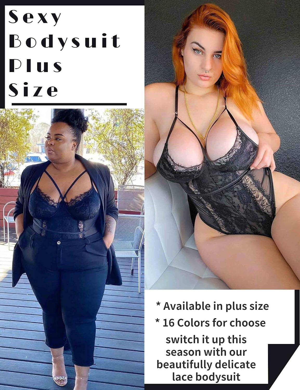 Lingerie for Women Eyelash Lace Strappy Sexy Teddy Babydoll Lingerie with Snap Crotch