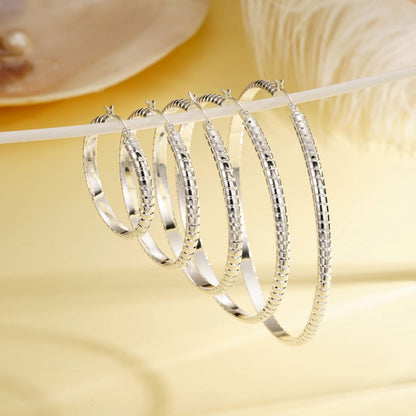 2 Pairs 18K White Gold Plated Hoop Earrings for Women with S925 Sterling Silver Post Hypoallergenic Earrings Set Birthday Christmas Jewelry Gifts Girlfriend Stocking Stuffers Adults 30/40MM