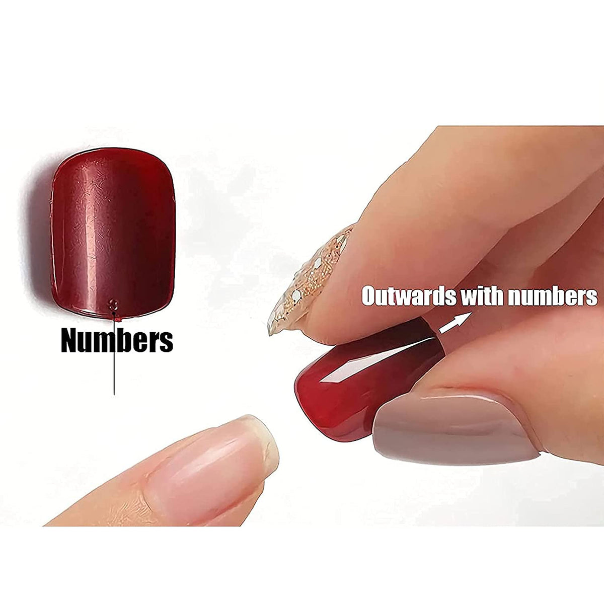 Press on Nails - Long Stiletto Fake Nails with Gold Chrome, Acrylic 3D Gel Design 24 Pcs